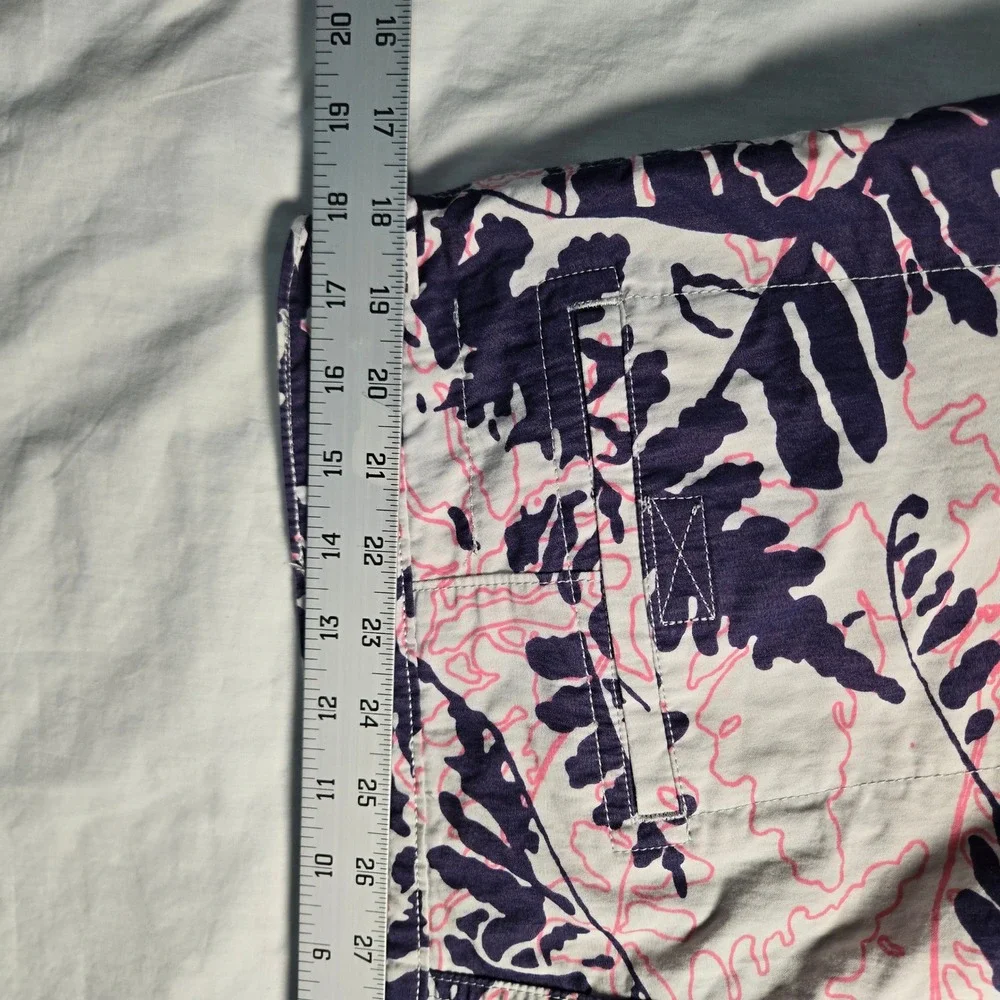 Levis Mens Hybrid Board Shorts Large Tropical Fern Leaf Print Navy Pink White